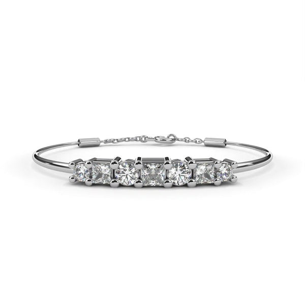 Reverra 14K Gold Princess & Round Lab Grown Diamond Flexi Bracelet for Women, CTTW-0.36 - Reverra Jewels Inc.
