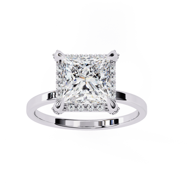 Reverra 14K Gold Princess & Round Lab Grown Diamond Halo Engagement Ring for Women, CTTW-2.22 - Reverra Jewels Inc.