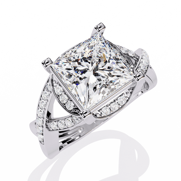 Reverra 14K Gold Princess & Round Lab Grown Diamond Infinity Twist Engagement Ring for Women, CTTW-3.47 - Reverra Jewels Inc.