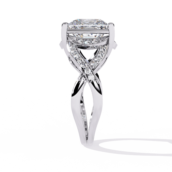 Reverra 14K Gold Princess & Round Lab Grown Diamond Infinity Twist Engagement Ring for Women, CTTW-3.47 - Reverra Jewels Inc.