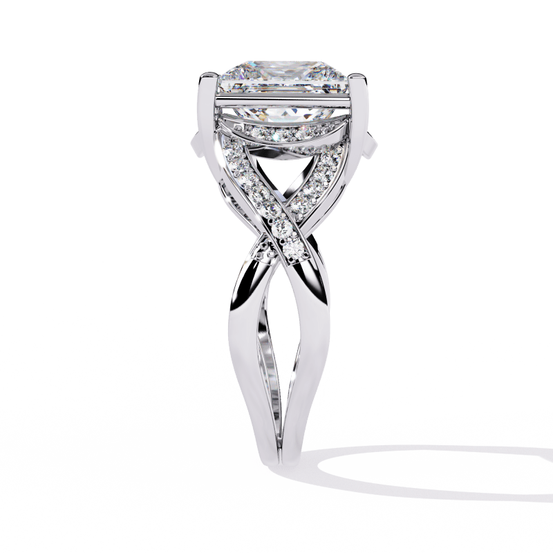 Reverra 14K Gold Princess & Round Lab Grown Diamond Infinity Twist Engagement Ring for Women, CTTW-3.47 - Reverra Jewels Inc.