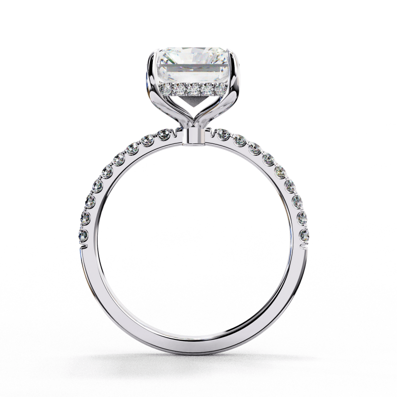 Reverra 14K Gold Radiand & Round Lab Grown Diamond Elongated Halo Engagement Ring for Women, CTTW-2.71 - Reverra Jewels Inc.