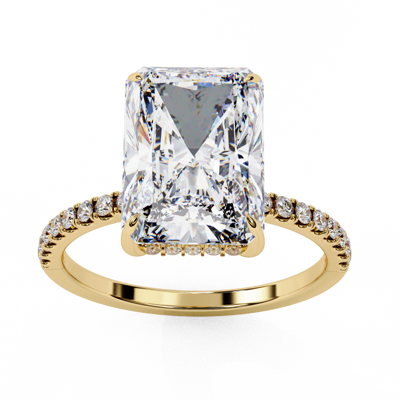 Reverra 14K Gold Radiand & Round Lab Grown Diamond Elongated Halo Engagement Ring for Women, CTTW-2.71 - Reverra Jewels Inc.
