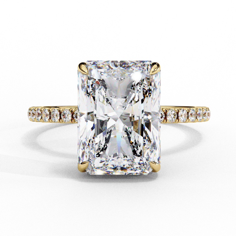 Reverra 14K Gold Radiand & Round Lab Grown Diamond Elongated Halo Engagement Ring for Women, CTTW-2.71 - Reverra Jewels Inc.