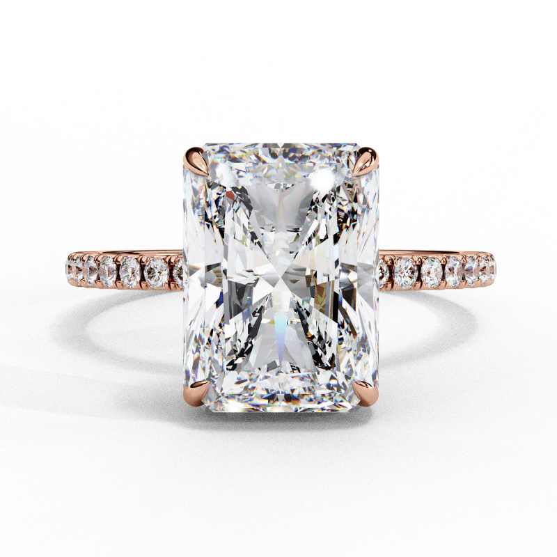 Reverra 14K Gold Radiand & Round Lab Grown Diamond Elongated Halo Engagement Ring for Women, CTTW-2.71 - Reverra Jewels Inc.