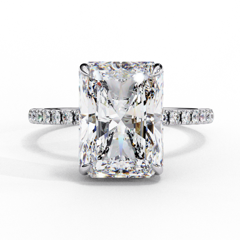 Reverra 14K Gold Radiand & Round Lab Grown Diamond Elongated Halo Engagement Ring for Women, CTTW-2.71 - Reverra Jewels Inc.