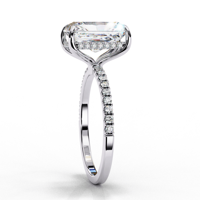 Reverra 14K Gold Radiand & Round Lab Grown Diamond Elongated Halo Engagement Ring for Women, CTTW-2.71 - Reverra Jewels Inc.