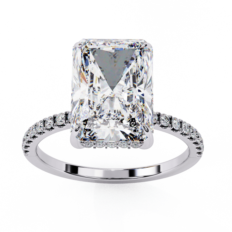 Reverra 14K Gold Radiand & Round Lab Grown Diamond Elongated Halo Engagement Ring for Women, CTTW-2.71 - Reverra Jewels Inc.