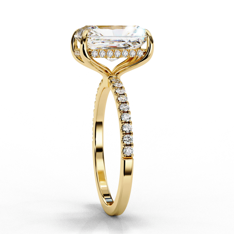 Reverra 14K Gold Radiand & Round Lab Grown Diamond Elongated Halo Engagement Ring for Women, CTTW-2.71 - Reverra Jewels Inc.