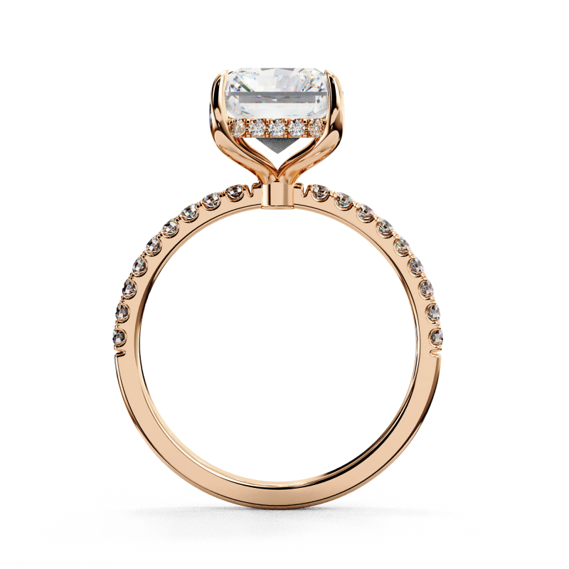 Reverra 14K Gold Radiand & Round Lab Grown Diamond Elongated Halo Engagement Ring for Women, CTTW-2.71 - Reverra Jewels Inc.