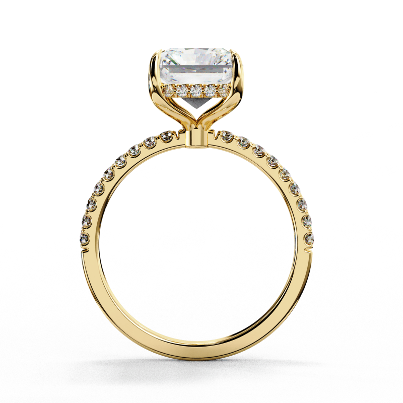 Reverra 14K Gold Radiand & Round Lab Grown Diamond Elongated Halo Engagement Ring for Women, CTTW-2.71 - Reverra Jewels Inc.