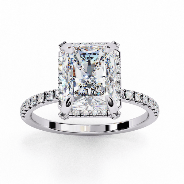 Reverra 14K Gold Radiand & Round Lab Grown Diamond Hidden Halo Engagement Ring for Women, CTTW-3.37 - Reverra Jewels Inc.