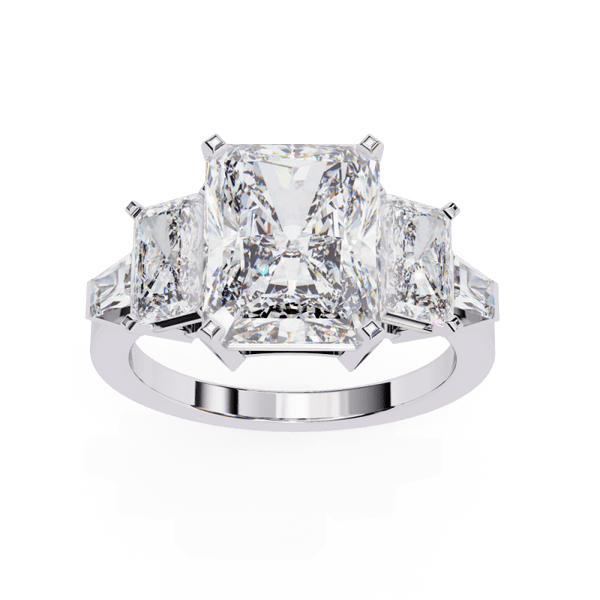 Reverra 14K Gold Radiant & Baguette Lab Grown Diamond Trapezoid Engagement Ring for Women, CTTW-6.61 - Reverra Jewels Inc.