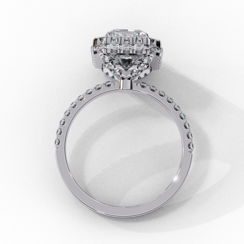 Reverra 14K Gold Radiant & Round Lab Grown Diamond Double Halo Engagement Ring for Women, CTTW-2.93 - Reverra Jewels Inc.