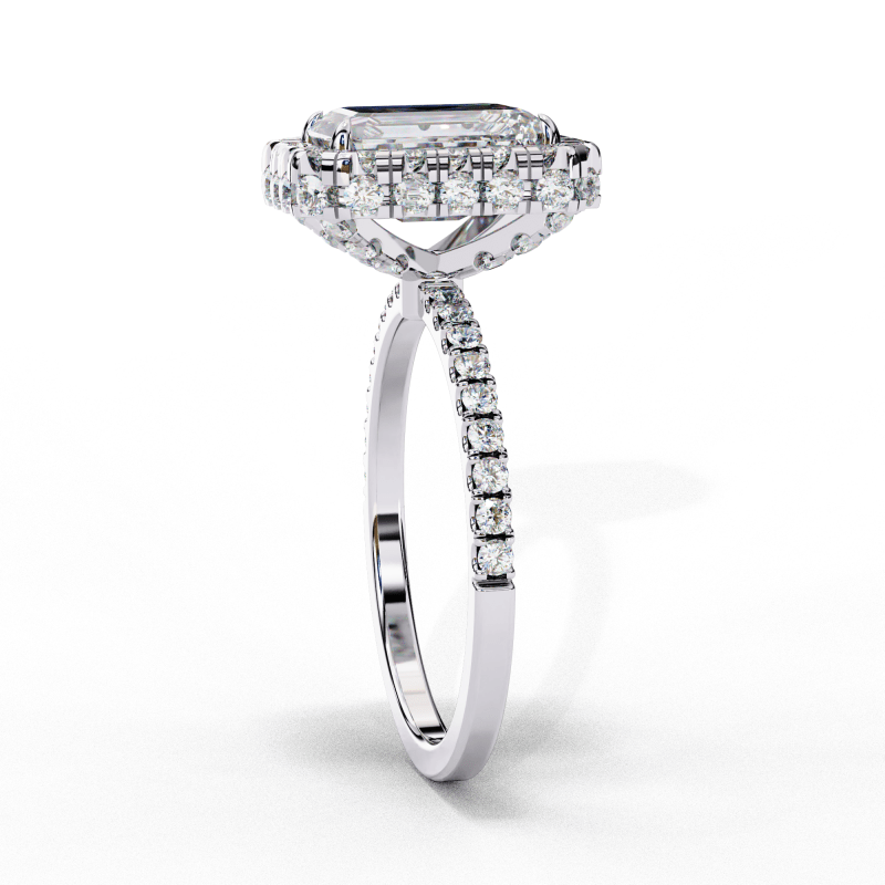 Reverra 14K Gold Radiant & Round Lab Grown Diamond Double Halo Engagement Ring for Women, CTTW-2.93 - Reverra Jewels Inc.