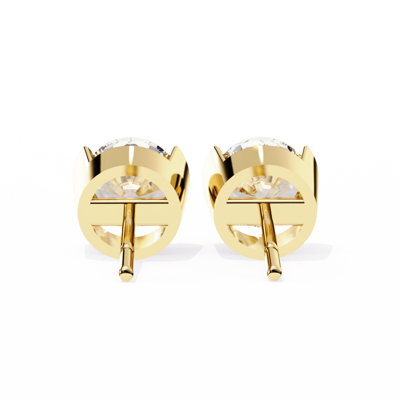 Reverra 14K Gold Round Bar-Set Lab Grown Diamond Stud Earrings For Women, CTTW-2.57 - Reverra Jewels Inc.