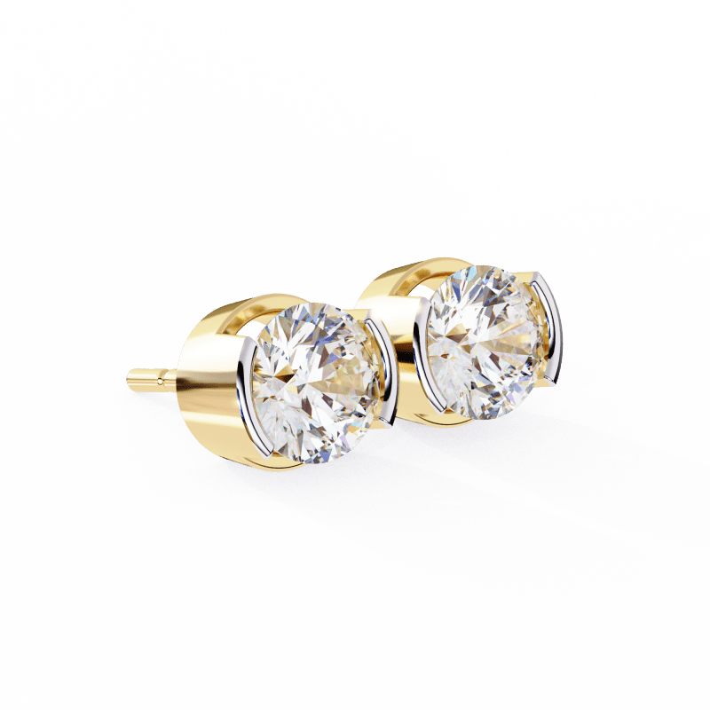 Reverra 14K Gold Round Bar-Set Lab Grown Diamond Stud Earrings For Women, CTTW-2.57 - Reverra Jewels Inc.