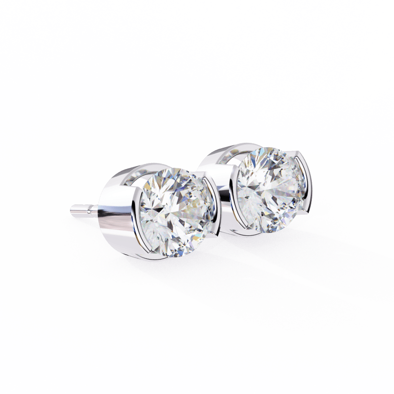 Reverra 14K Gold Round Bar-Set Lab Grown Diamond Stud Earrings For Women, CTTW-2.57 - Reverra Jewels Inc.
