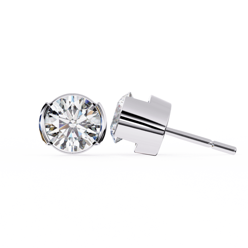 Reverra 14K Gold Round Bar-Set Lab Grown Diamond Stud Earrings For Women, CTTW-2.57 - Reverra Jewels Inc.