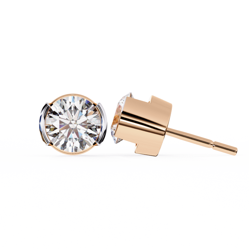 Reverra 14K Gold Round Bar-Set Lab Grown Diamond Stud Earrings For Women, CTTW-2.57 - Reverra Jewels Inc.