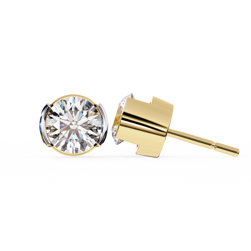 Reverra 14K Gold Round Bar-Set Lab Grown Diamond Stud Earrings For Women, CTTW-2.57 - Reverra Jewels Inc.