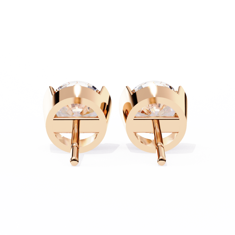 Reverra 14K Gold Round Bar-Set Lab Grown Diamond Stud Earrings For Women, CTTW-2.57 - Reverra Jewels Inc.