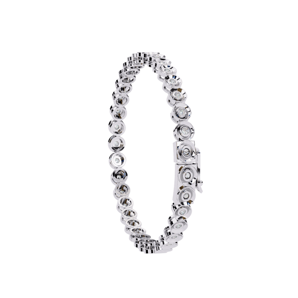 Reverra 14K Gold Round Bezel Set Lab Grown Diamond Tennis Bracelet for Women, CTTW-0.59 - Reverra Jewels Inc.