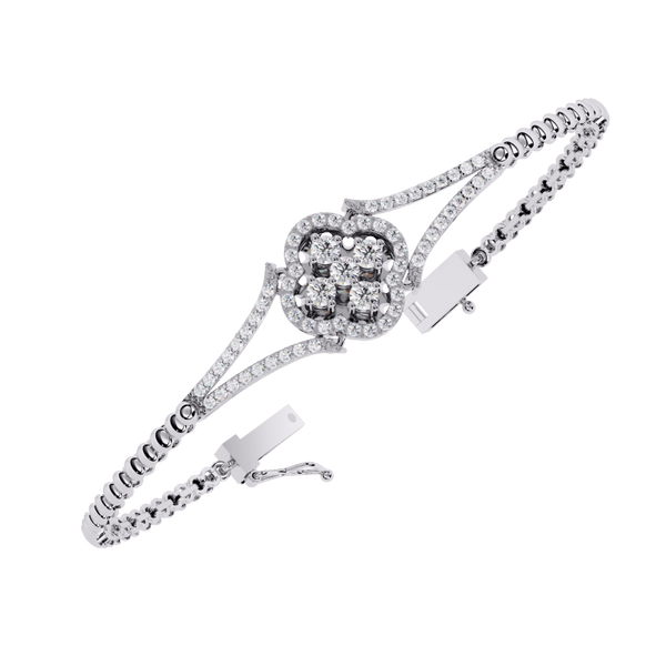 Reverra 14K Gold Round Cluster Lab Grown Diamond Flexi Bracelet for Women, CTTW-0.5 - Reverra Jewels Inc.