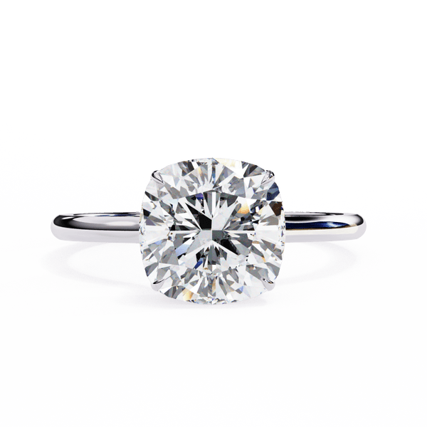 Reverra 14K Gold Round & Cushion Lab Grown Diamond Hidden Halo Classic Engagement Ring for Women, CTTW-2.72 - Reverra Jewels Inc.