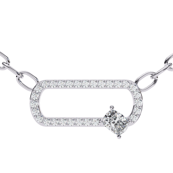 Reverra 14K Gold Round & Cushion Lab Grown Diamond Modern Link Pendant For Women, CTTW-0.36 - Reverra Jewels Inc.