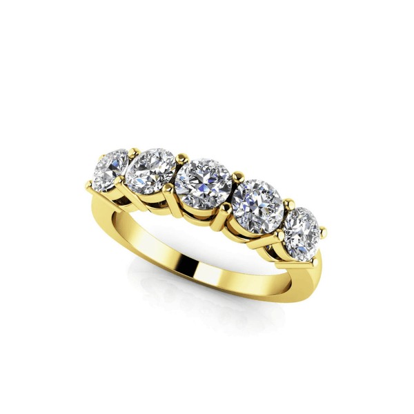 Reverra 14K Gold Round IGI Certified Lab Diamond Five Across Band Wedding Ring, CTTW-0.24 - Reverra Jewels Inc.