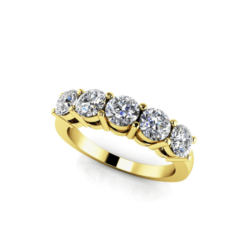 Reverra 14K Gold Round IGI Certified Lab Diamond Five Across Band Wedding Ring, CTTW-0.24 - Reverra Jewels Inc.