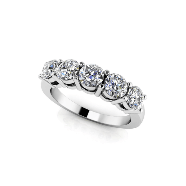 Reverra 14K Gold Round IGI Certified Lab Diamond Five Across Band Wedding Ring, CTTW-0.24 - Reverra Jewels Inc.