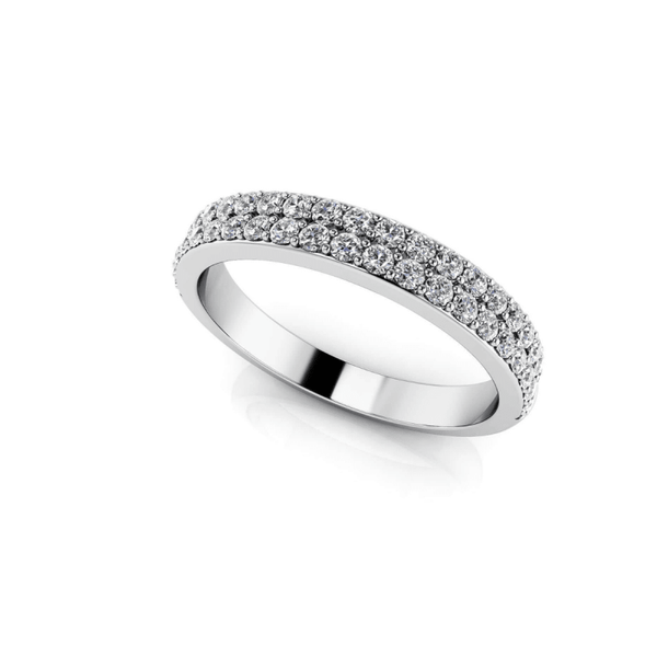 Reverra 14K Gold Round IGI Certified Lab Diamond Splendid Romance Double Row Wedding Band, CTTW-0.42 - Reverra Jewels Inc.