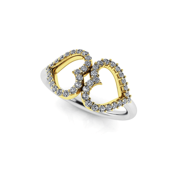 Reverra 14K Gold Round IGI Certified Lab Diamond Twin Hearts Diamond Fashion Ring, CTTW-0.22 - Reverra Jewels Inc.
