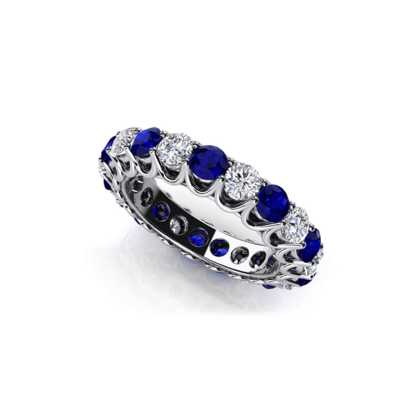 Reverra 14K Gold Round IGI Certified Lab Diamond Unique Shared Prong & Gems Eternity Ring, CTTW-1.22 - Reverra Jewels Inc.