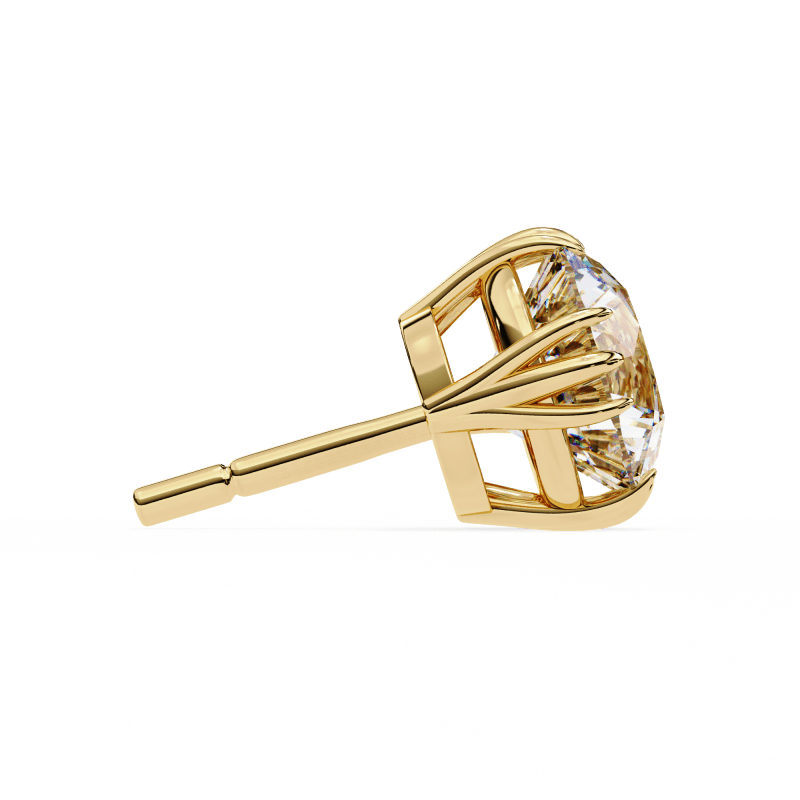 Reverra 14K Gold Round Lab Grown Diamond 12 Prong Stud Earrings For Women, CTTW-2.8 - Reverra Jewels Inc.