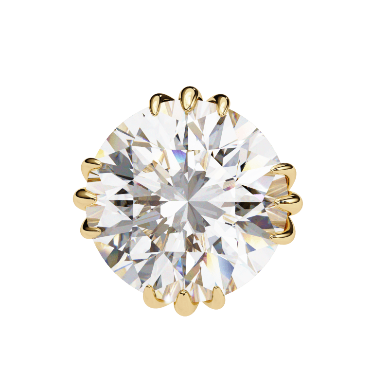 Reverra 14K Gold Round Lab Grown Diamond 12 Prong Stud Earrings For Women, CTTW-2.8 - Reverra Jewels Inc.