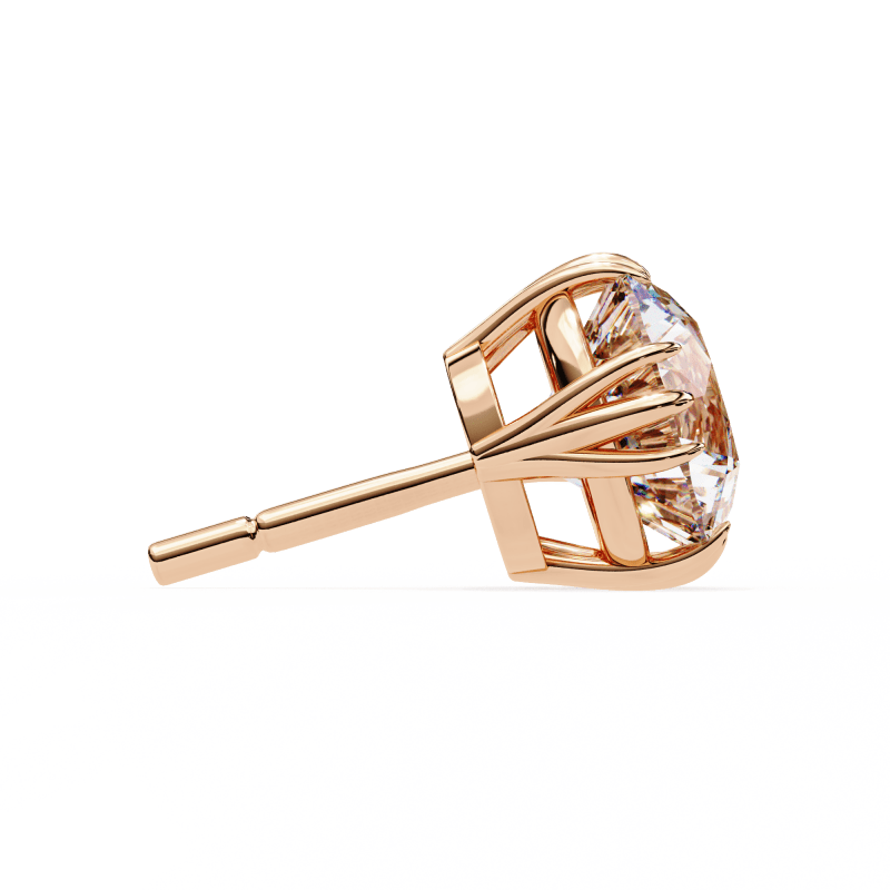 Reverra 14K Gold Round Lab Grown Diamond 12 Prong Stud Earrings For Women, CTTW-2.8 - Reverra Jewels Inc.