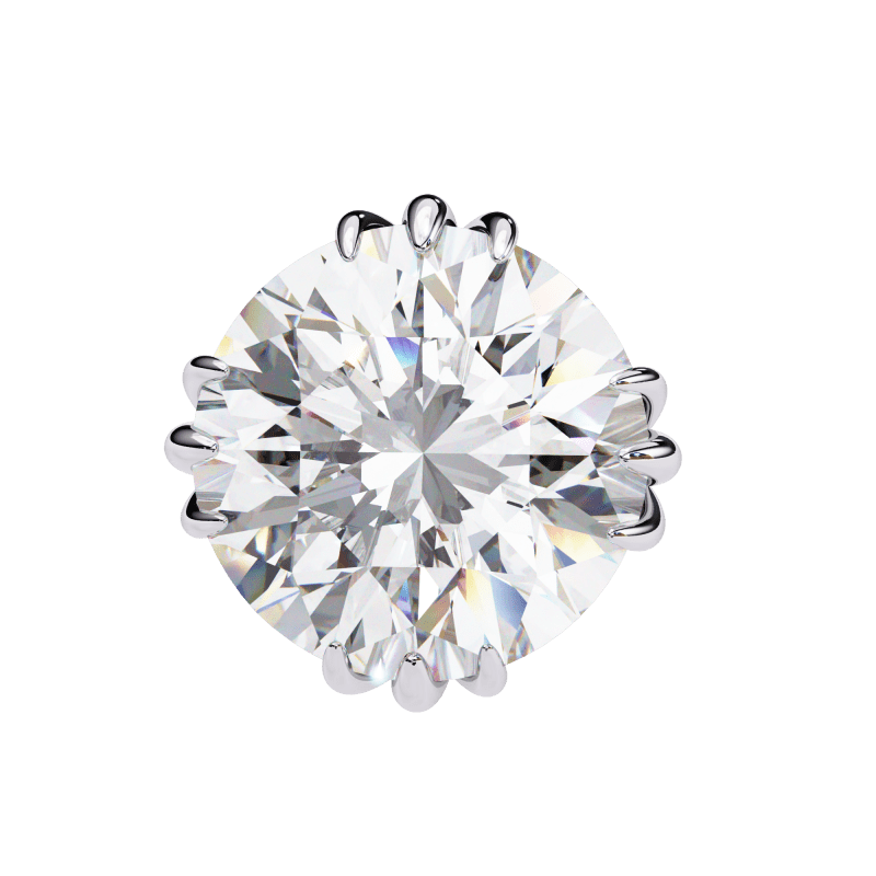 Reverra 14K Gold Round Lab Grown Diamond 12 Prong Stud Earrings For Women, CTTW-2.8 - Reverra Jewels Inc.