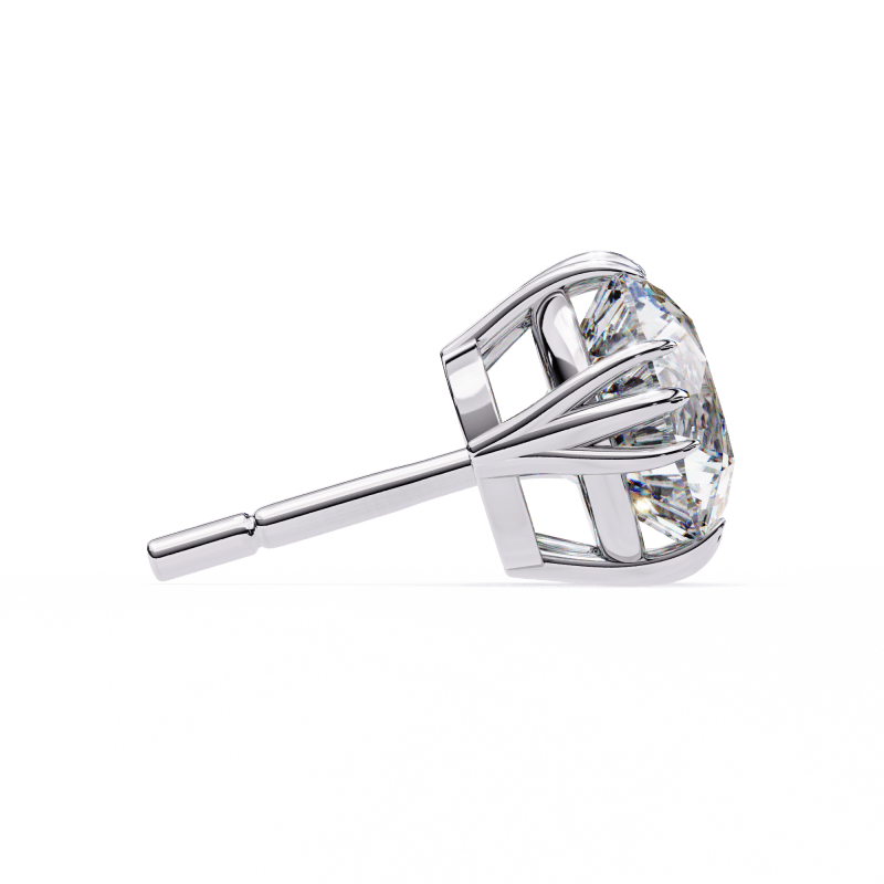 Reverra 14K Gold Round Lab Grown Diamond 12 Prong Stud Earrings For Women, CTTW-2.8 - Reverra Jewels Inc.