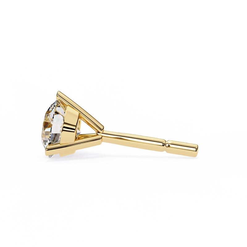 Reverra 14K Gold Round Lab Grown Diamond 3 Prong Stud Earrings For Women, CTTW-2.57 - Reverra Jewels Inc.