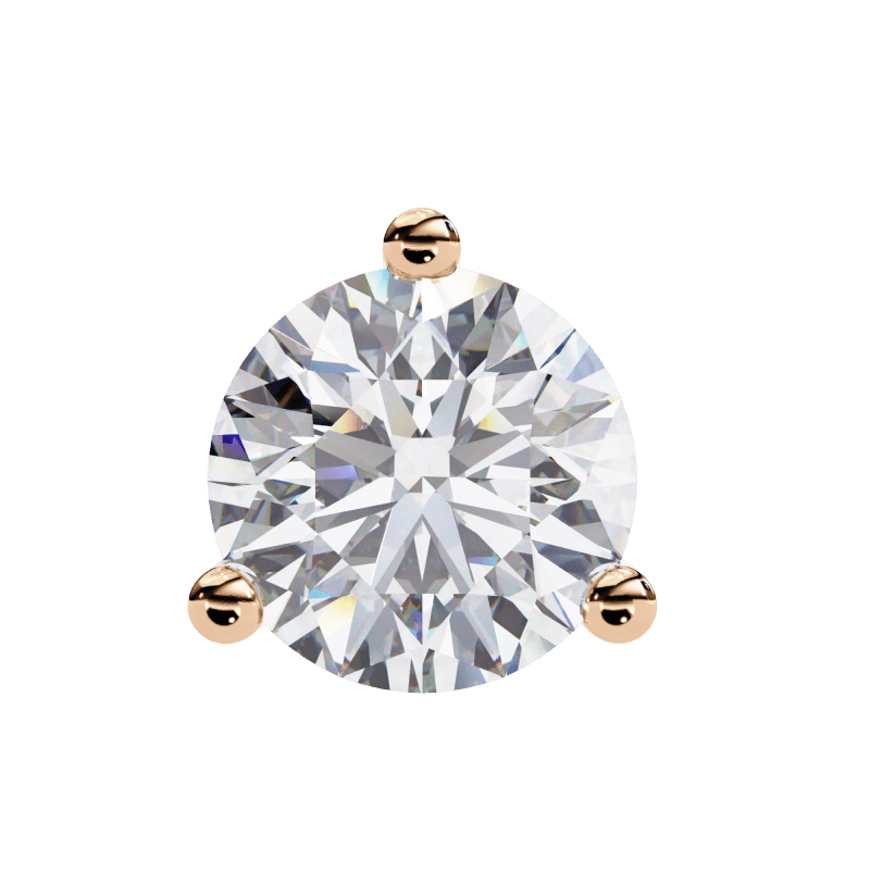 Reverra 14K Gold Round Lab Grown Diamond 3 Prong Stud Earrings For Women, CTTW-2.57 - Reverra Jewels Inc.