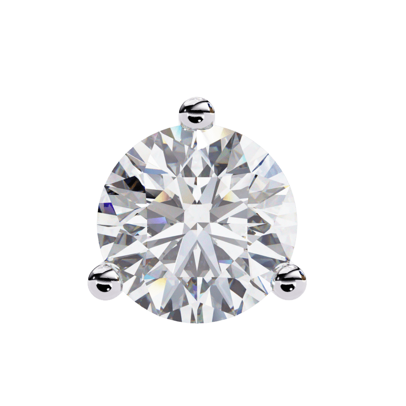 Reverra 14K Gold Round Lab Grown Diamond 3 Prong Stud Earrings For Women, CTTW-2.57 - Reverra Jewels Inc.