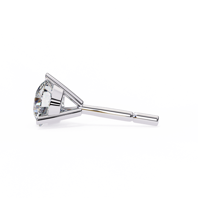 Reverra 14K Gold Round Lab Grown Diamond 3 Prong Stud Earrings For Women, CTTW-2.57 - Reverra Jewels Inc.