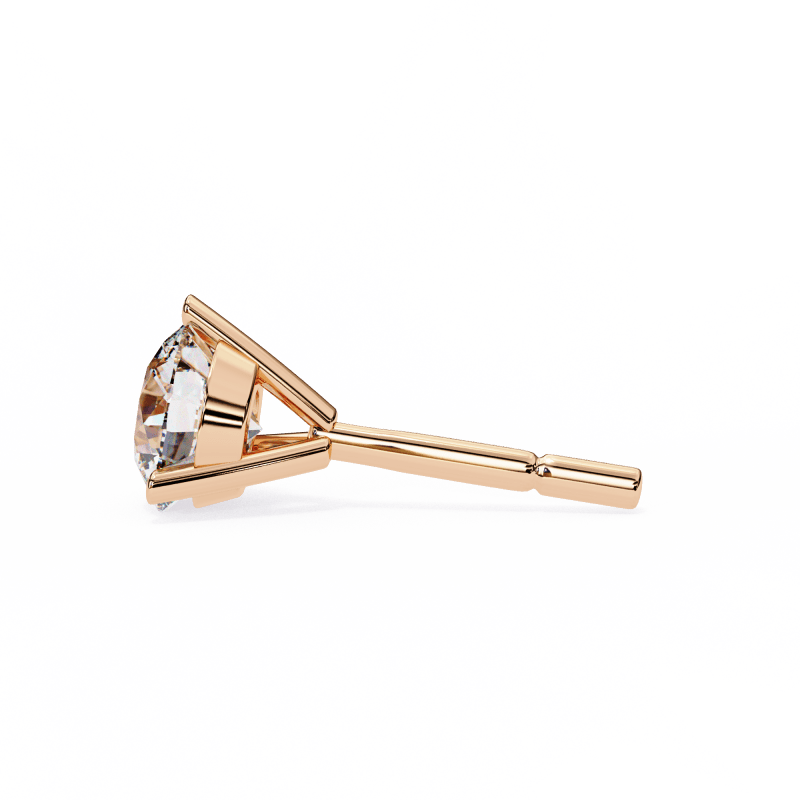 Reverra 14K Gold Round Lab Grown Diamond 3 Prong Stud Earrings For Women, CTTW-2.57 - Reverra Jewels Inc.