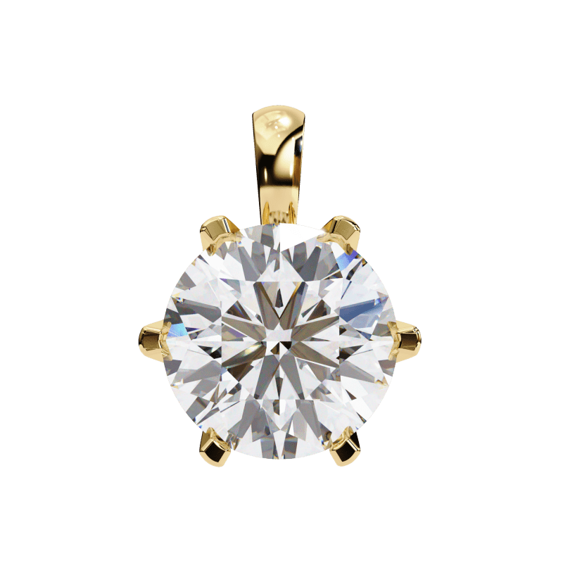 Reverra 14K Gold Round Lab Grown Diamond 6-Prong Solitaire Pendant For Women, CTTW-2.2 - Reverra Jewels Inc.