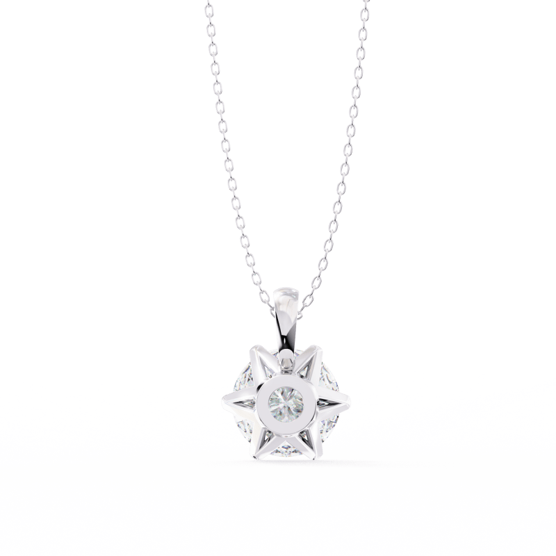 Reverra 14K Gold Round Lab Grown Diamond 6-Prong Solitaire Pendant For Women, CTTW-2.2 - Reverra Jewels Inc.