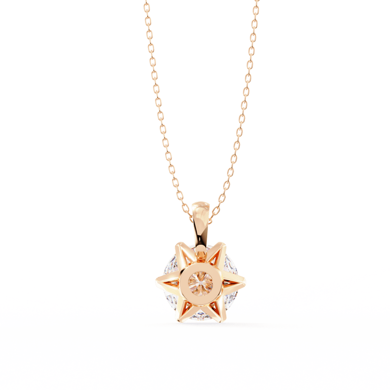 Reverra 14K Gold Round Lab Grown Diamond 6-Prong Solitaire Pendant For Women, CTTW-2.2 - Reverra Jewels Inc.