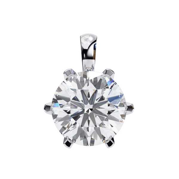 Reverra 14K Gold Round Lab Grown Diamond 6-Prong Solitaire Pendant For Women, CTTW-2.2 - Reverra Jewels Inc.